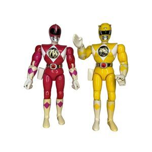 Vintage Bandai Power Rangers Karate Chop Kick Yellow & Pink Action Figures 1994